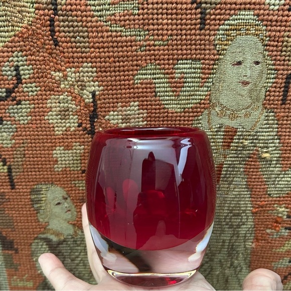 Crate & Barrel Pair of Red Glass Votive Candle Holders - Picture 10 of 16